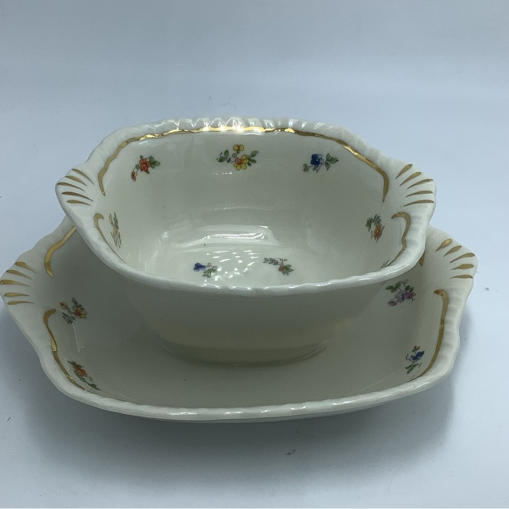 Vintage Warwick China Floral Bowl with Attached Underplate